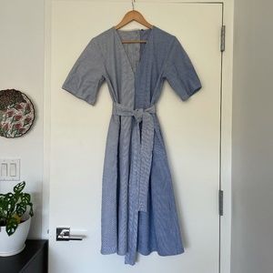 Blue striped midi dress